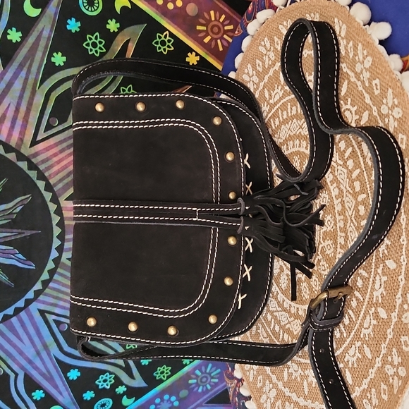 by EZY BUY Handbags - NEW Black suede studded shoulder/cross body bag.